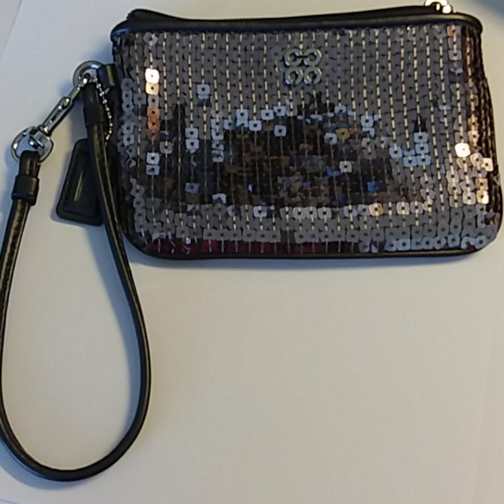 Coach Julia sequin wristlet with strap, EUC, RARE